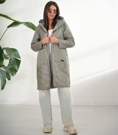 Damski płaszcz SARA - dwustronny, oversize, kaptur, wiosenny, ocieplany (Zielony) 40 Damski płaszcz SARA - dwustronny, oversize, kaptur, wiosenny, ocieplany (Zielony) 40