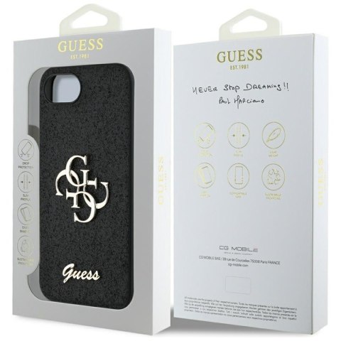 Guess Fixed Glitter Big 4G - Etui do iPhone 16e (czarny) Guess Fixed Glitter Big 4G - Etui do iPhone 16e (czarny)