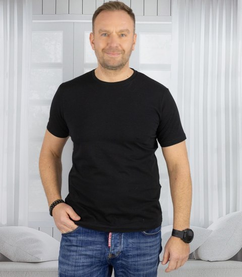 Męski t-shirt koszulka krótki rękaw jednokolorowy basic (Czarny) 3XL Męski t-shirt koszulka krótki rękaw jednokolorowy basic (Czarny) 3XL