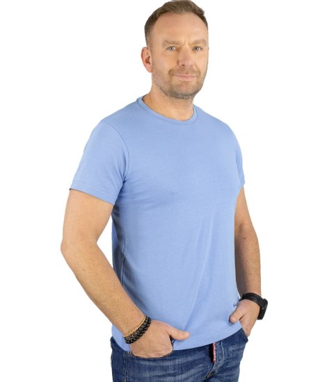 Męski t-shirt koszulka krótki rękaw jednokolorowy basic (Niebieski) 3XL