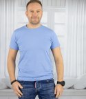 Męski t-shirt koszulka krótki rękaw jednokolorowy basic (Niebieski) 3XL