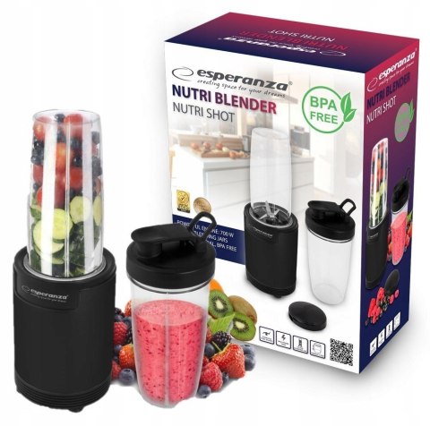 Blender smoothie Esperanza NUTRI SHOT EKM029 (700W; kolor czarny) Blender smoothie Esperanza NUTRI SHOT EKM029 (700W; kolor czarny)