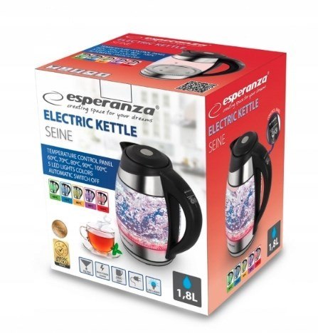 Czajnik elektryczny Esperanza SEINE EKK026 (2200W 1.7l; kolor czarny) Czajnik elektryczny Esperanza SEINE EKK026 (2200W 1.7l; kolor czarny)