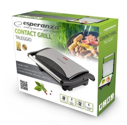 Grill elektryczny stołowy Esperanza Taleggio EKG006 (stołowy-zamknięty; 750W; kolor inox) Grill elektryczny stołowy Esperanza Taleggio EKG006 (stołowy-zamknięty; 750W; kolor inox)