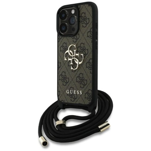 Guess 4G Big Logo Cord Strap Crossbody - Etui do iPhone 16 Pro (brązowy) Guess 4G Big Logo Cord Strap Crossbody - Etui do iPhone 16 Pro (brązowy)