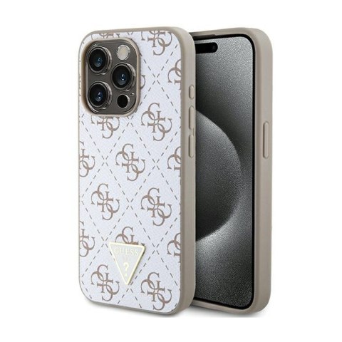 Guess 4G Triangle Metal Logo - Etui iPhone 15 Pro Max (biały) Guess 4G Triangle Metal Logo - Etui iPhone 15 Pro Max (biały)