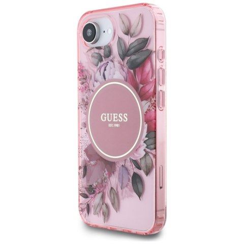 Guess IML Flowers MagSafe - Etui do iPhone 16e (różowy) Guess IML Flowers MagSafe - Etui do iPhone 16e (różowy)