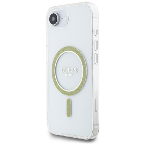 Guess IML Glitter Circle MagSafe - Etui do iPhone 16e (przezroczysty) Guess IML Glitter Circle MagSafe - Etui do iPhone 16e (przezroczysty)
