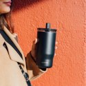 Quokka Mist - Kubek termiczny ze stali nierdzewnej 720 ml ze słomką (Black)