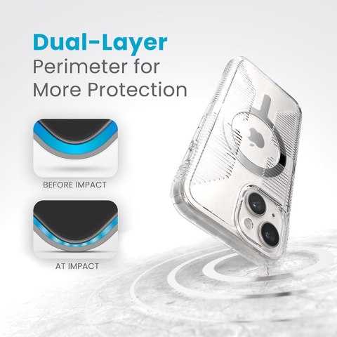 Speck Gemshell Grip + MagSafe - Etui do iPhone 16e / iPhone 15 / iPhone 14 / iPhone 13 (Clear / Chrome Finish) Speck Gemshell Grip + MagSafe - Etui do iPhone 16e / iPhone 15 / iPhone 14 / iPhone 13 (Clear / Chrome Finish)