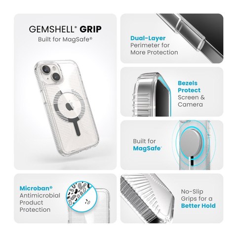 Speck Gemshell Grip + MagSafe - Etui do iPhone 16e / iPhone 15 / iPhone 14 / iPhone 13 (Clear / Chrome Finish) Speck Gemshell Grip + MagSafe - Etui do iPhone 16e / iPhone 15 / iPhone 14 / iPhone 13 (Clear / Chrome Finish)