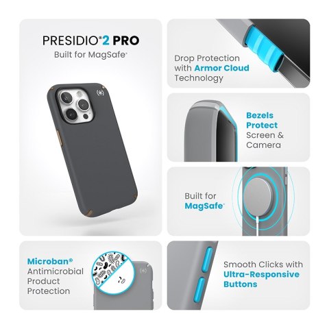 Speck Presidio2 Pro Magsafe - Etui iPhone 15 Pro (Charcoal Grey / Cool Bronze / White) Speck Presidio2 Pro Magsafe - Etui iPhone 15 Pro (Charcoal Grey / Cool Bronze / White)