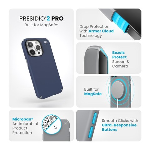 Speck Presidio2 Pro Magsafe - Etui iPhone 15 Pro (Coastal Blue / Dust Grey / White) Speck Presidio2 Pro Magsafe - Etui iPhone 15 Pro (Coastal Blue / Dust Grey / White)