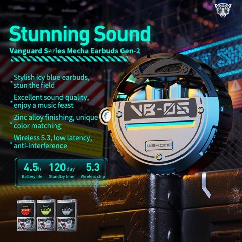 WEKOME VB05 Vanguard Series - Bezprzewodowe słuchawki Bluetooth V5.3 TWS z etui ładującym (Czerwony) WEKOME VB05 Vanguard Series - Bezprzewodowe słuchawki Bluetooth V5.3 TWS z etui ładującym (Czerwony)