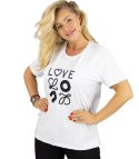 T-shit bluzka koszulka z wyszywanym napisem LOVE (Biały)