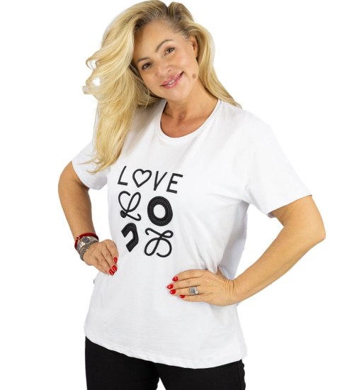 T-shit bluzka koszulka z wyszywanym napisem LOVE (Biały) T-shit bluzka koszulka z wyszywanym napisem LOVE (Biały)