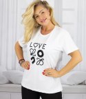 T-shit bluzka koszulka z wyszywanym napisem LOVE (Biały)