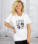 T-shit bluzka koszulka z wyszywanym napisem LOVE (Biały)