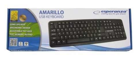 Klawiatura membranowa Esperanza AMARILLO EK134 (USB 2.0; (EU); kolor czarny) Klawiatura membranowa Esperanza AMARILLO EK134 (USB 2.0; (EU); kolor czarny)