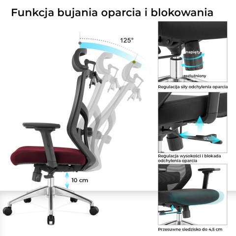 Fotel biurowy ergonomiczny Rosa bordowy ANGEL Fotel biurowy ergonomiczny Rosa bordowy ANGEL