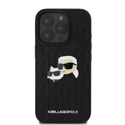 Karl Lagerfeld Monogram Karl & Chaoupette Head Pin - Etui iPhone 16 Pro Max (czarny) Karl Lagerfeld Monogram Karl & Chaoupette Head Pin - Etui iPhone 16 Pro Max (czarny)