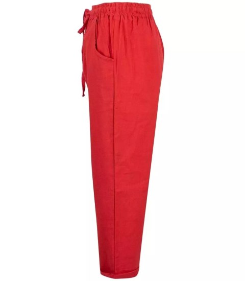 Letnie lniane spodnie spodenki chinosy 3/4 (Czerwony) 40 Letnie lniane spodnie spodenki chinosy 3/4 (Czerwony) 40