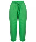 Letnie lniane spodnie spodenki chinosy 3/4 (Zielony) 40