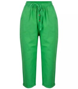 Letnie lniane spodnie spodenki chinosy 3/4 (Zielony) 40