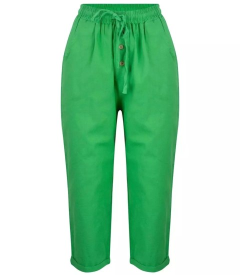 Letnie lniane spodnie spodenki chinosy 3/4 (Zielony) 40 Letnie lniane spodnie spodenki chinosy 3/4 (Zielony) 40