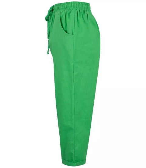 Letnie lniane spodnie spodenki chinosy 3/4 (Zielony) 40 Letnie lniane spodnie spodenki chinosy 3/4 (Zielony) 40