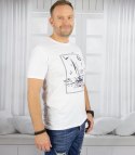 Męski t-shirt koszulka krótki rękaw z marynistycznym motywem (Biały) XXL