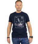 Męski t-shirt koszulka krótki rękaw z marynistycznym motywem (Granatowy) XXL