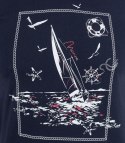 Męski t-shirt koszulka krótki rękaw z marynistycznym motywem (Granatowy) XXL