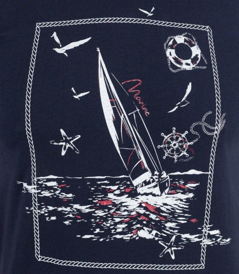 Męski t-shirt koszulka krótki rękaw z marynistycznym motywem (Granatowy) XXL Męski t-shirt koszulka krótki rękaw z marynistycznym motywem (Granatowy) XXL
