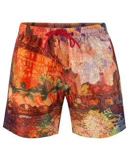 Spodenki szorty kąpielowe z artystycznym nadrukiem (Wielokolorowy) 3XL