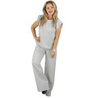 Dres damski koszulka z poduszkami szerokie spodnie z materiału MAVA (Szary)