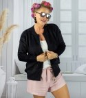 Krótki kardigan sweter rozpinany z puszystej dzianiny "COCO CHIC" (Czarny) S/M