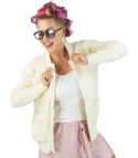 Krótki kardigan sweter rozpinany z puszystej dzianiny "COCO CHIC" (Ecru) S/M