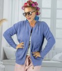 Krótki kardigan sweter rozpinany z puszystej dzianiny "COCO CHIC" (Niebieski) S/M