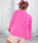 Krótki kardigan sweter rozpinany z puszystej dzianiny "COCO CHIC" (Różowy) S/M