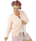 Krótki kardigan sweter rozpinany z puszystej dzianiny "COCO CHIC" (Różowy) S/M