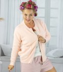 Krótki kardigan sweter rozpinany z puszystej dzianiny "COCO CHIC" (Różowy) S/M