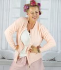 Krótki kardigan sweter rozpinany z puszystej dzianiny "COCO CHIC" (Różowy) S/M