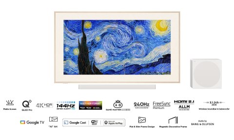 Telewizor TCL NXTFrame 55A300 PRO QLED 55'' 4K Ultra HD 144Hz Google TV Dolby Vision IQ Biały Telewizor TCL NXTFrame 55A300 PRO QLED 55'' 4K Ultra HD 144Hz Google TV Dolby Vision IQ Biały