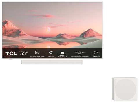 Telewizor TCL NXTFrame 55A300 PRO QLED 55'' 4K Ultra HD 144Hz Google TV Dolby Vision IQ Biały Telewizor TCL NXTFrame 55A300 PRO QLED 55'' 4K Ultra HD 144Hz Google TV Dolby Vision IQ Biały