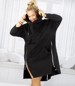 Damska długa bluza z kapturem oversize z suwakami LILIANA L/XL