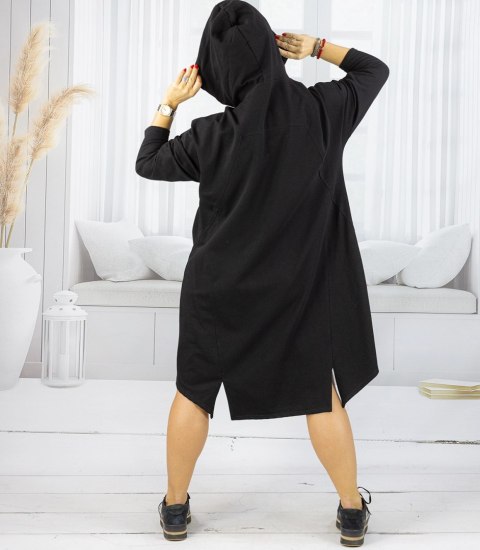 Damska długa bluza z kapturem oversize z suwakami LILIANA L/XL Damska długa bluza z kapturem oversize z suwakami LILIANA L/XL
