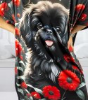 Sukienka czarna tunika z kolorowym nadrukiem i kieszeniami PERLA (Wielokolorowy || Czarny) L/XL