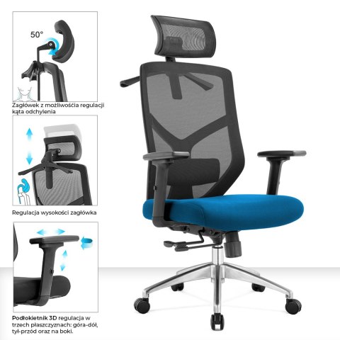 Fotel biurowy ergonomiczny Rosa niebieski ANGEL Fotel biurowy ergonomiczny Rosa niebieski ANGEL