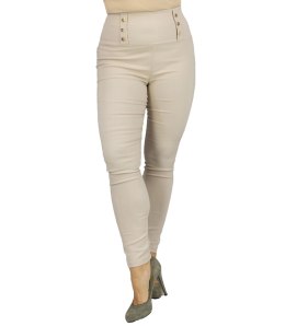 Dasmkie dopasowane spodnie legginsy z wysokim stanem VALERIA (Beżowy) M/L